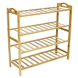 ALLMILL 100% Natural Bamboo 4-Tier Shoe Rack Entryway Shoe Shelf Storage Organizer (4-Tier)