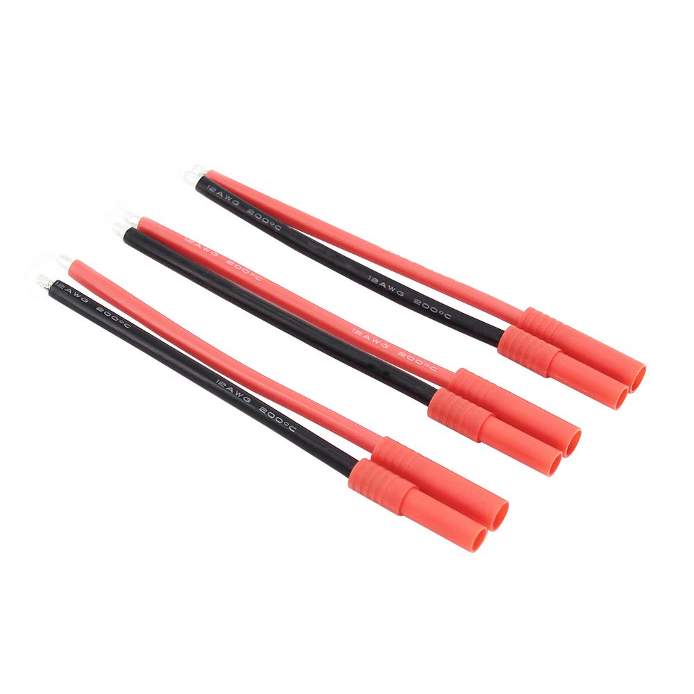 BDHI 3pcs HXT 4mm Bullet Connectors & Housing w/ 10cm 12awg Cable for Turnigy(BDHI-30)