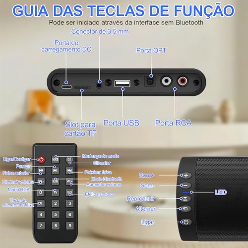 Caixa Home Theater para Parede com Controle Remoto, Barra de Som BS-41 para TV, Soundbar Home Theater Caixa, Bluetooth Soundbar, Bluetooth 5.0