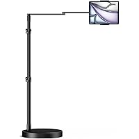 elitehood Adjustable Tablet Floor Stand with Heavy Duty Base, 24in Horizontal Long Arm iPad Floor Stand Holder for Bed Reclin