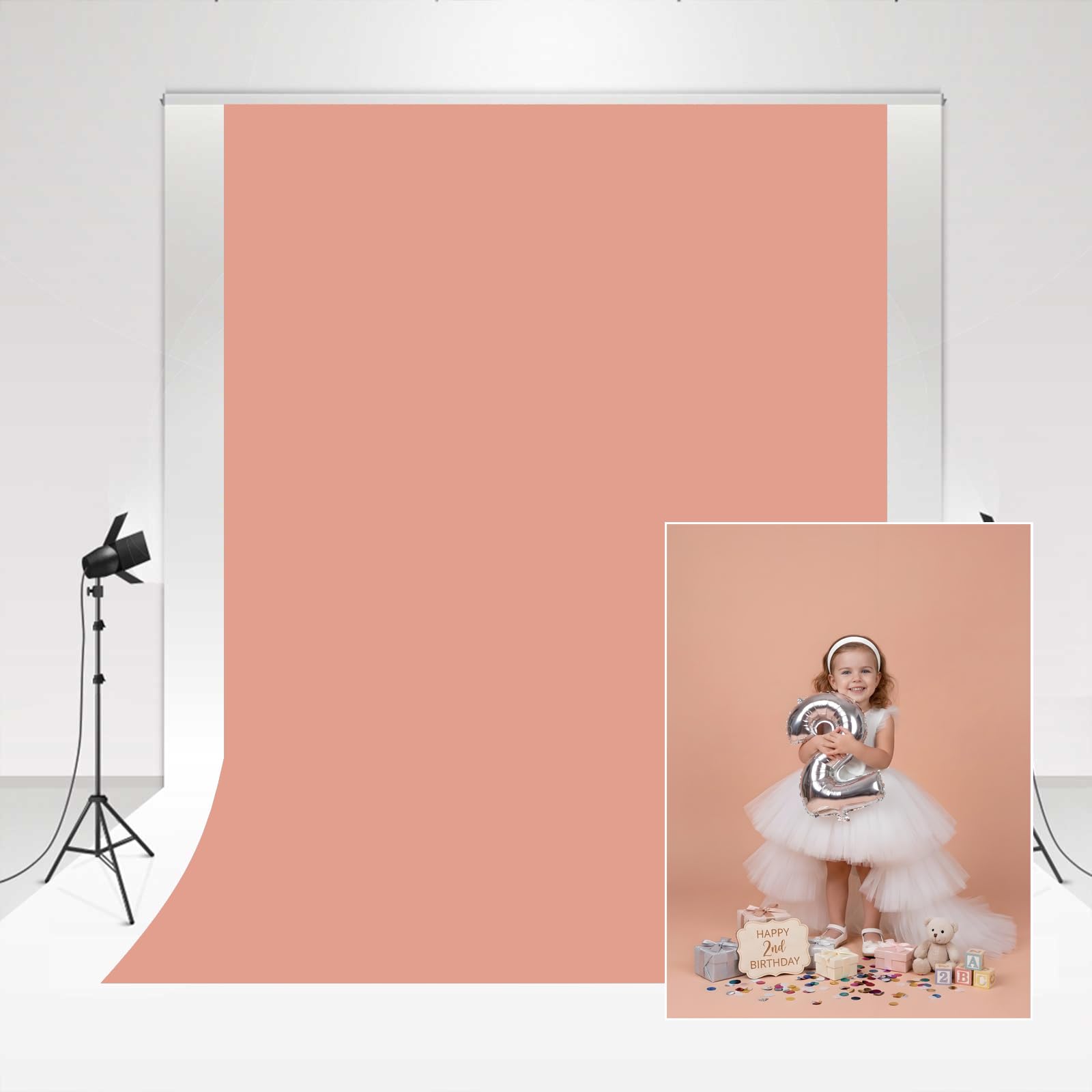 Kate Photography Backdrop Solid Salmon Pink Photo Background for Newborn Portrait Photography Studio 1.5x2.2m Wedding Photocall Background