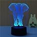 TTqp 3D LED Desk Table Elephant Night Light Lamp 7 Color Touch Lamp Kiddie Kids Children Family Home Office Childrenroom Theme Decoration Two Patterns: Elephant + Christmas Tree