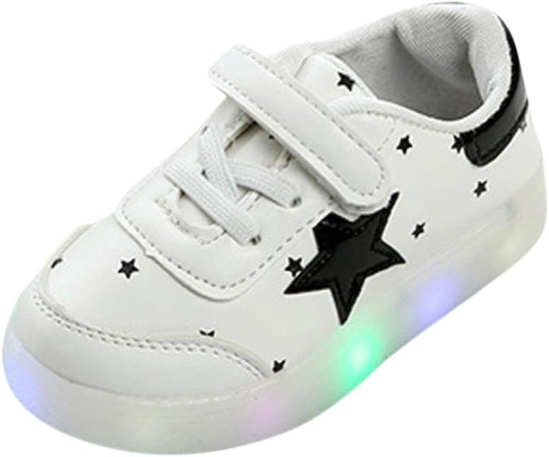 Dinglong Toddler Kid Colorful LED Light up Shoes Baby Fashion Star Luminous Trainers - Child Size 4.5-9 Sneakers for Age 1-6 Years