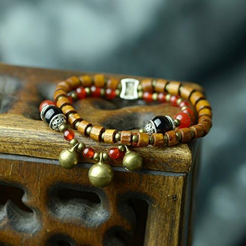 Cyqun(TM) Tibetan Natural Wooden Beads Tennis Bracelet with Bells,Style 2