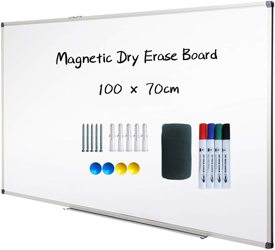 XIWODE Magnetic Dry Erase Board, Wall Mounted Whiteboard, 100 x 70cm, Lightweight White Board
