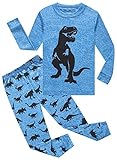 Family Feeling Dinosaur Little Boys Long Sleeve Pajamas Sets 100% Cotton Clothes Toddler Kids Pjs Size 4T Blue