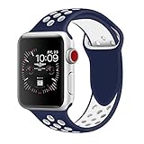 YOUKEX Compatible Apple Watch Band 42mm,Soft Silicone Strap Replacement Wristbands for Apple Watch Sport Series 3 Series 2 Series 1 Nike+ Sports and Edition (42ML Blue/White)
