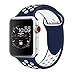 YOUKEX Compatible Apple Watch Band 42mm,Soft Silicone Strap Replacement Wristbands for Apple Watch Sport Series 3 Series 2 Series 1 Nike+ Sports and Edition (42ML Blue/White)