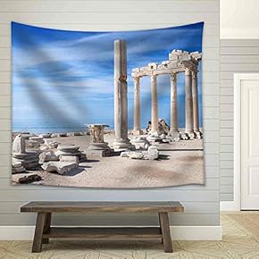 Temple of Apollo Ancient Ruins - Fabric Wall Tapestry Home Decor - 51x60 inches