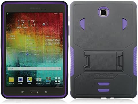 iRhino® For 2015 Samsung Galaxy Tab A 8.0" / 8-inch (SM-T350) Heavy Duty Armor Rugged Hybrid Kickstand Protective Cover Case (Black on Purple)