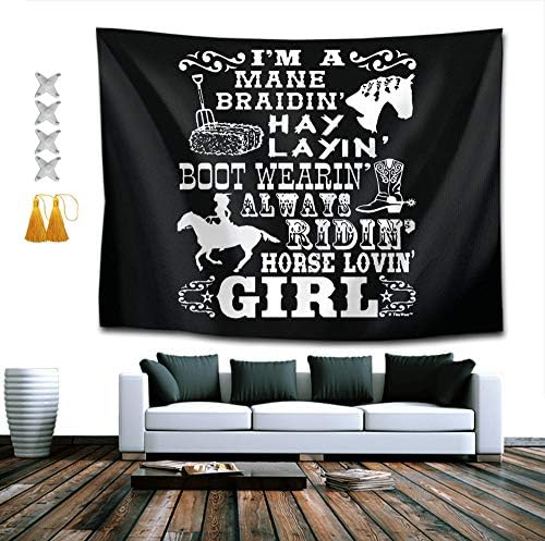 Horse Loving Girl Wall Tapestry Hippie Art Tapestry Wall Hanging Home Decor Extra Large tablecloths 40x60 inches for Bedroom Living Room Dorm Room with Gifts