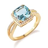 GULICX Jewelry Trendy Rings Light Blue Crystal Rhinestone Ring Gold Tone Finger Ring Size 7,8,9,10