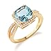 GULICX Jewelry Trendy Rings Light Blue Crystal Rhinestone Ring Gold Tone Finger Ring Size 7,8,9,10