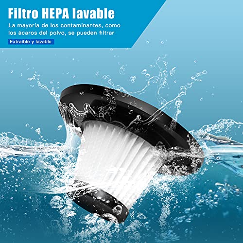 Aspirador de Mano sin Cable, Aspirador de Coche de 120W 8000PA, Luz LED, Filtro Lavable, Aspiradora Recargable Portátil Profesional en Seco y Húmedo para Hogar Oficina