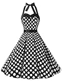 Dressystar Vintage Polka Dot Retro Cocktail Prom Dresses 50's 60's Rockabilly Bandage Black White Dot S