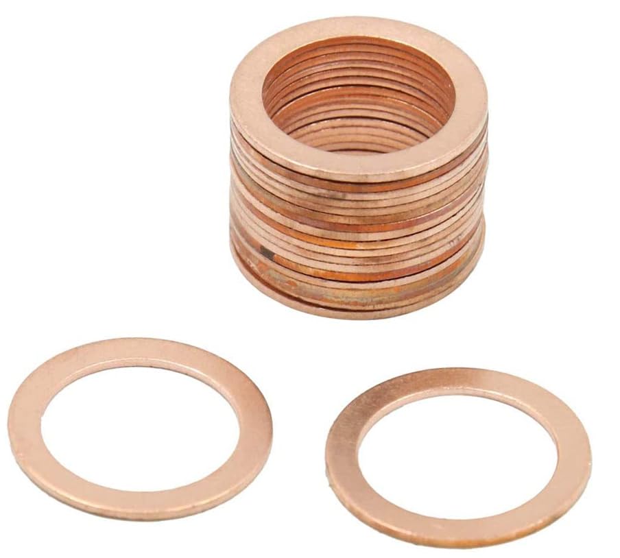 M18 Copper Washers Flat Ring Sump Plug Oil Seal Gasket Sealing Fitting Washers M18*24 * 1.0mm (20 Pieces)