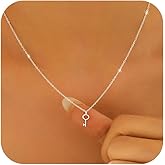 925 Sterling Silver Lucky Key Pendant Charm Necklace for Women 14K Gold Plated Petite Round Key Choker Chain Necklaces to Daughter Unlock Adjustable Necklace Meaningful Jewelry Birthday Friendship Gift
