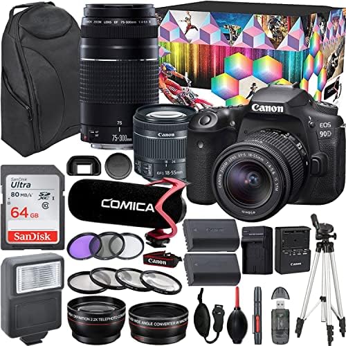 Camera Bundle with Canon EOS 90D DSLR Camera with EFS 1855mm f/45.6 is STM + EF 75300mm f/4