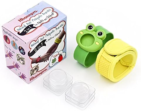 Hhannpro Natural Mosquito Repellent Bracelets 2 in 1 set DEET Free Outdoor and Indoor Insect Repeller Wristband, Color Green and Yellow