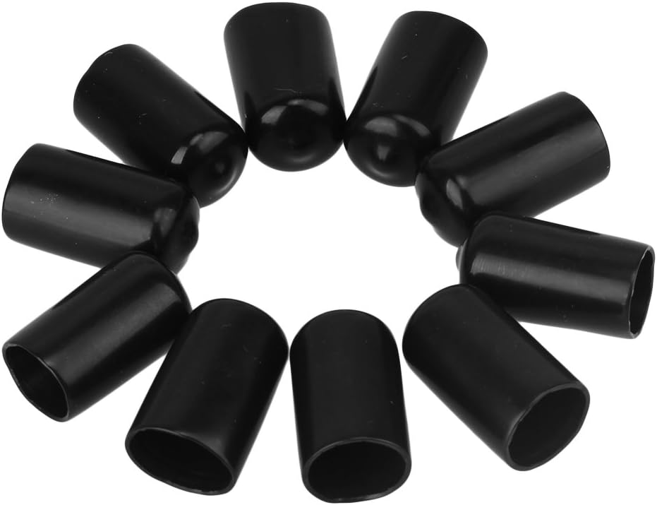 10Pcs Soft Rubber Caps Screw Thread Protector PVC Hose Tube End Black