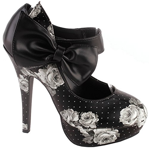 SHOW-STORY-Sexy-Ladies-Bow-Ankle-Strap-Stiletto-Platform-Pumps-ShoesLF30412