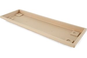 The HC Companies 23.5 Inch Venetian Rectangular Plant Saucer - Indoor Outdoor Plastic Plant Trays for Pots - 23.5"x7.5"x1.3" Sandstone