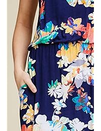 Annabelle - Vestido de mujer casual de manga corta elástico con cuello redondo y bolsillos laterales