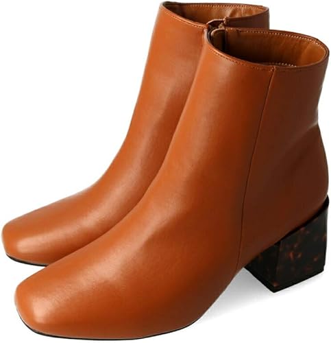 Amazon メヌエ ブロックヒール スクエアトゥブーツ 6 5cmヒール Menu E メヌエ ブーツ ブーティ