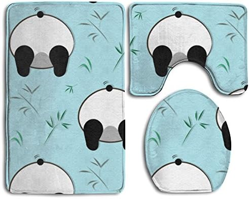 Panda Buttocks 3 Piece Non Skid Bathroom Rug Set Includes Bathroom Mat Contour Mat Toilet Cover