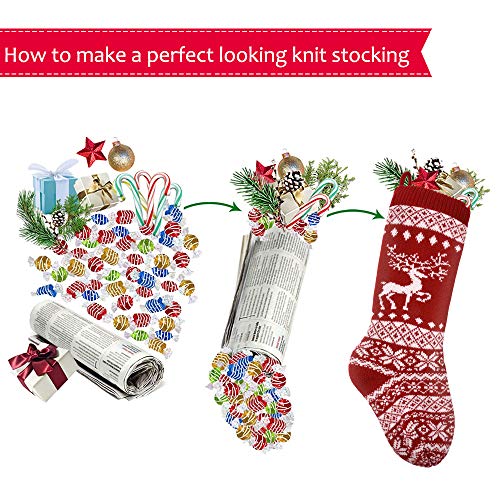 sanipoe 3 Pcs Knit Christmas Stocking, 18" Snowflake and elk Stockings, Personalized Stocking Decorations for Family Holiday Xmas Party Decorations