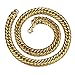 Loveshine Mens Stainless Steel 16MM 14K Gold Plated Curb Link Cuban Chain Necklace