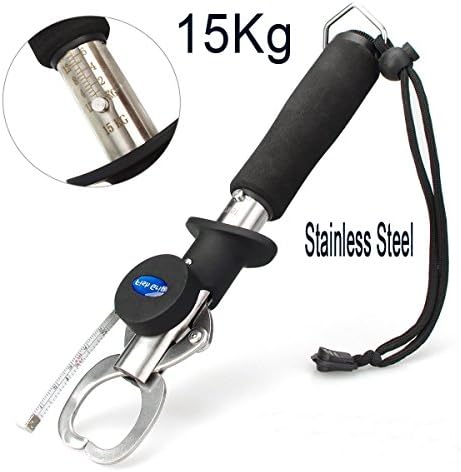 Iwolkon Portable Fish Lip Grabber Gripper Grip Tool Fish Holder Stainless Steel Fishing Tackle Clip Fish Holder Scale Ruler body suitable for both freshwater and saltwater use.