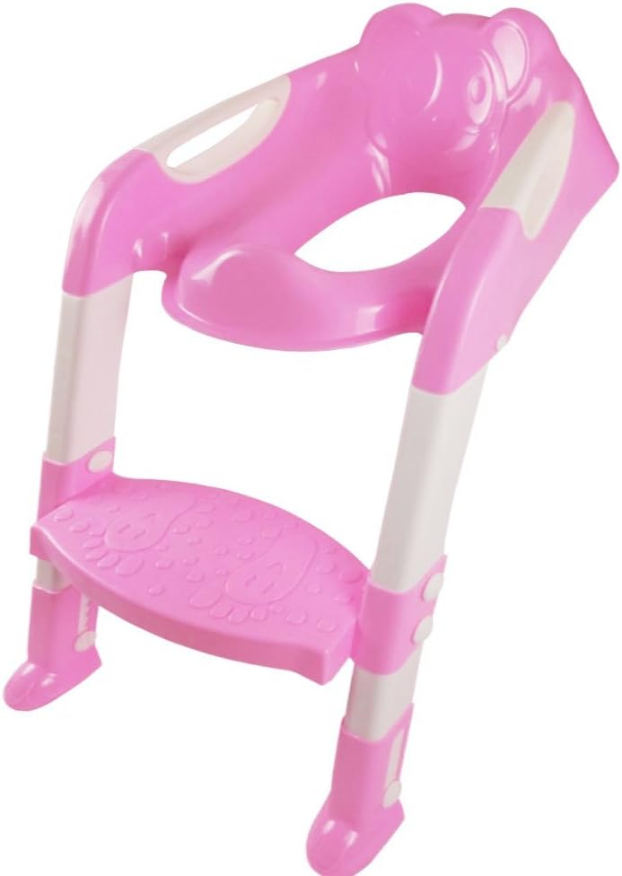 DoubleBlack Potty Training Ladder Seat for Toilet Pink