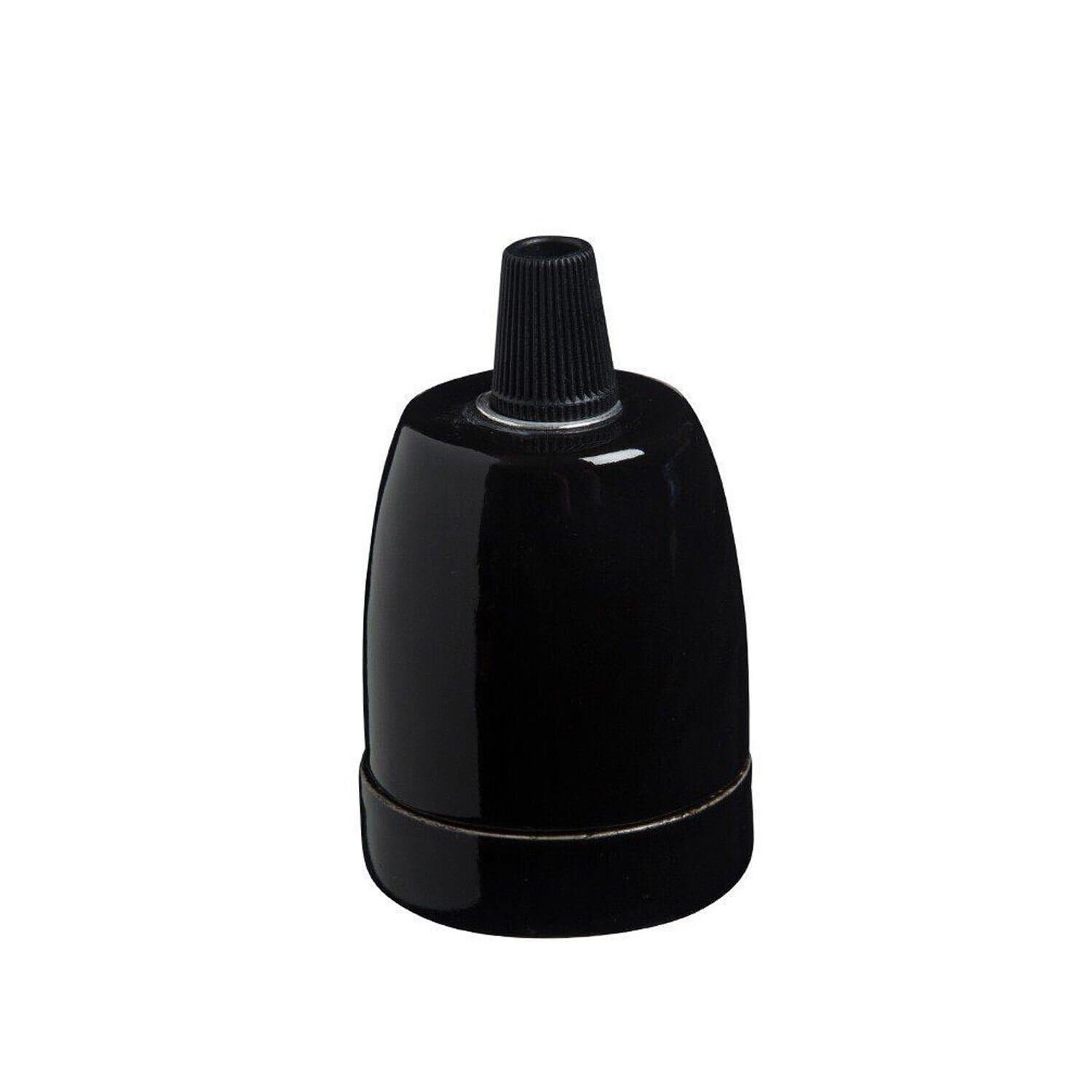 LEDSone 1PCs Vintage Ceramic Lamp Socket E27 Base Lamp Holder With Cord Grips, Industrial Porcelain Lamp Light Bulb Holder - Black