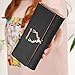 FUNOC Womens Envelope Leather Wallet Button Clutch Purse Long Handbag Zip Bag (Black)