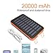 Solar Charger Power 20000mAh Outdoor Portable Charger Solar Power Bank Dual USB External Battery Pack Power Pack with Flashlight (IPX4 Waterproof, Dustproof, Solar Panel Charging, DC5V/2A Input)
