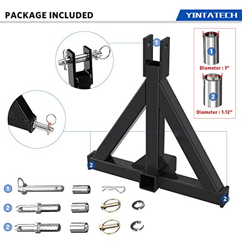 YINTATECH 3 Point 2" Receiver Trailer Hitch Heavy Duty Drawbar Adapter
