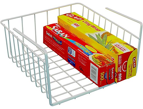 DecoBros Under Shelf Basket Wrap Rack, White
