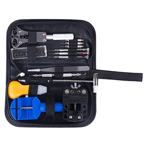 ELENKER Watch Repair Tools Kit with Watch Back Remover, Watch Battery Replacement, Watch Band Adjustment for Watchmakers, Collectors