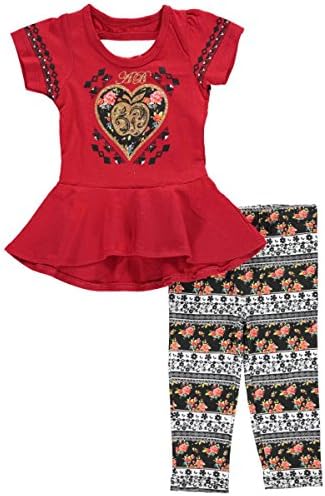 Apple Bottoms Baby Girls' "Floral Flare" 2-Piece Outfit - red, 18 months