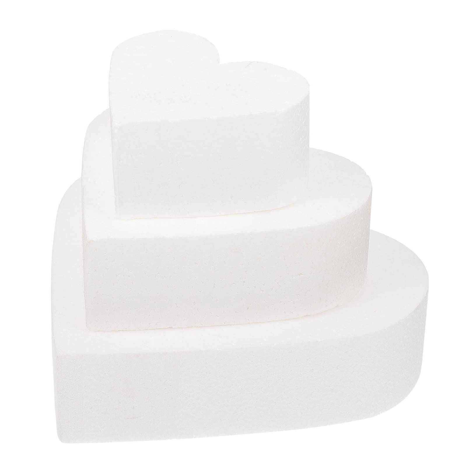 NUOBESTY Heart Shaped Foam Cake Set 3 Tiers Foam Cake Dummies Foam Cake Models for Decorating Practicing DIY Arts Crafts White