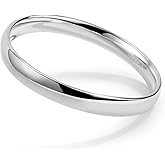 H&Beautimer 925 Sterling Silver Italian Handmade Bracelet - 7/8MM Glossy Bracelet for Women - Minimalist Original Silver Bangle - Fine Jewelry - 60-65-68MM