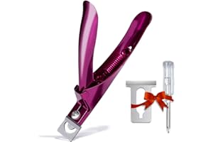 GA&EN Elegant Violet Red Premium Adjustable Stainless Steel Artificial Acrylic Fake False Nail Tip Clipper Cutter Trimmer Manicure Pedicure Sharp Blade Clip Tool For Salon Home Nail Art Beauty Design DIY
