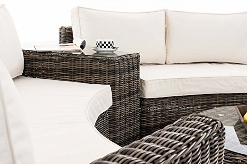 HomeStylist Gartengarnitur Polyrattan Eckbank Marvina Cremeweiss, Grau – Bild 5