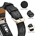 Simpeak Leather Band Compatible with Fitbit Charge 2 Only, Genuine Leather Wristband Strap Replacement for Fitbit Charge2, Black Band+Rose Gold Adaptor