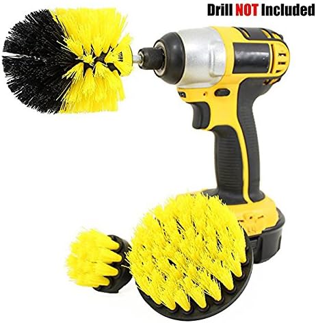EASJOY Drill Brush 360 Attachments 3 pack kit Medium- Yellow All purpose Cleaner Scrubbing Brushes for Bathroom surface, Grout, Tub, Shower, Kitchen, Auto,Boat,RV