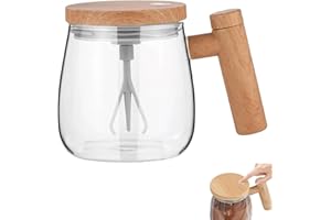 KERRTOA Electric High Speed Mixing Cup, Waterproof Glass Self Stirring Travel Coffee Cup, Self Stirring Coffee Cup, Electric High Speed Stirring Cup with Detachable Stirring Rod for Home Office Travel
