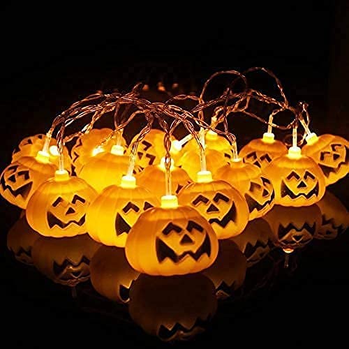 Halloween Decorations Pumpkin String Lights, Holiday Light for Indoor/Outdoor Decor, Jack o Lantern, 3D Pumpkin Design, Waterproof & Battery Operated, 10ft 20 LED Light, 2 Modes Control Steady/Flicker