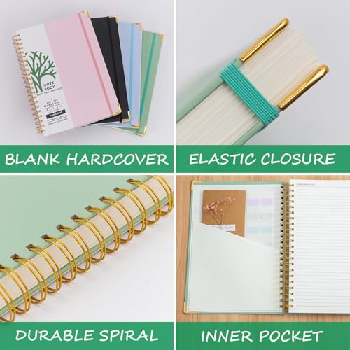 Excefore Large Hardcover Spiral Notebook, A4 8.5 x 11 Inches, College Ruled Journals with 110 GSM Thick Lined Paper - 300 Pages, Ideal for Work, School, Travel, Green Journal for Women and Men