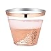 10 Oz Rose Gold Plastic Cups 102 PCS, Premium Rose Gold Rim Disposable Tumblers, Plastic Wedding Party Cups